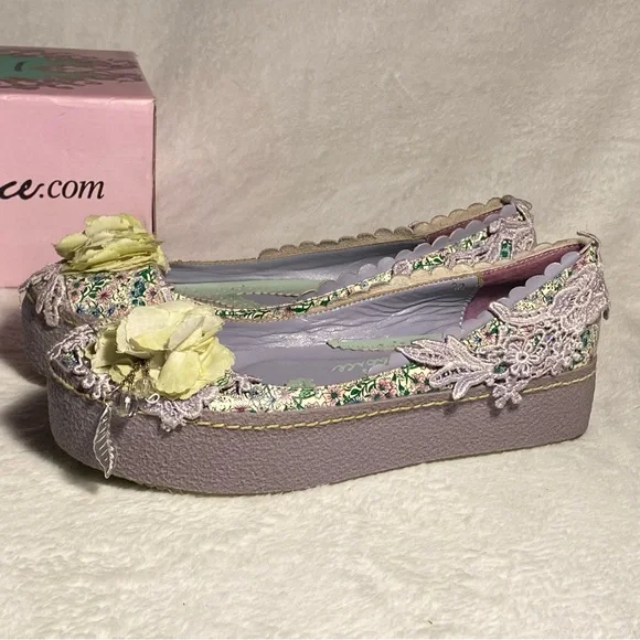 NWOT Irregular Choice platform ballet flats,lilac/mint floral,lace,flower, 7.5 - Picture 6 of 16